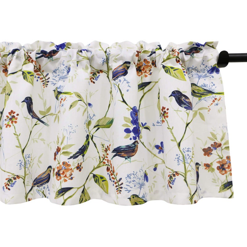 VOGOL Birds Printed Valances for Windows, Pocket Window Curtains Valance for Kitchen Living Room, W52xL18, One Panel - Image 1
